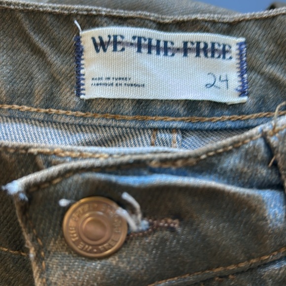 Free People We The Free Good Luck Coated Mid Rise Barrel Jean Vegan Sz 24 NEW - Picture 12 of 13